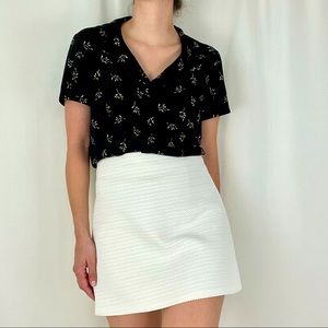 80s Black Floral Button Front Shirt